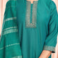 Silk Blend Embroidered Straight Kurta with Pant & Dupatta
