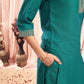 Silk Blend Embroidered Straight Kurta with Pant & Dupatta