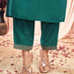 Silk Blend Embroidered Straight Kurta with Pant & Dupatta