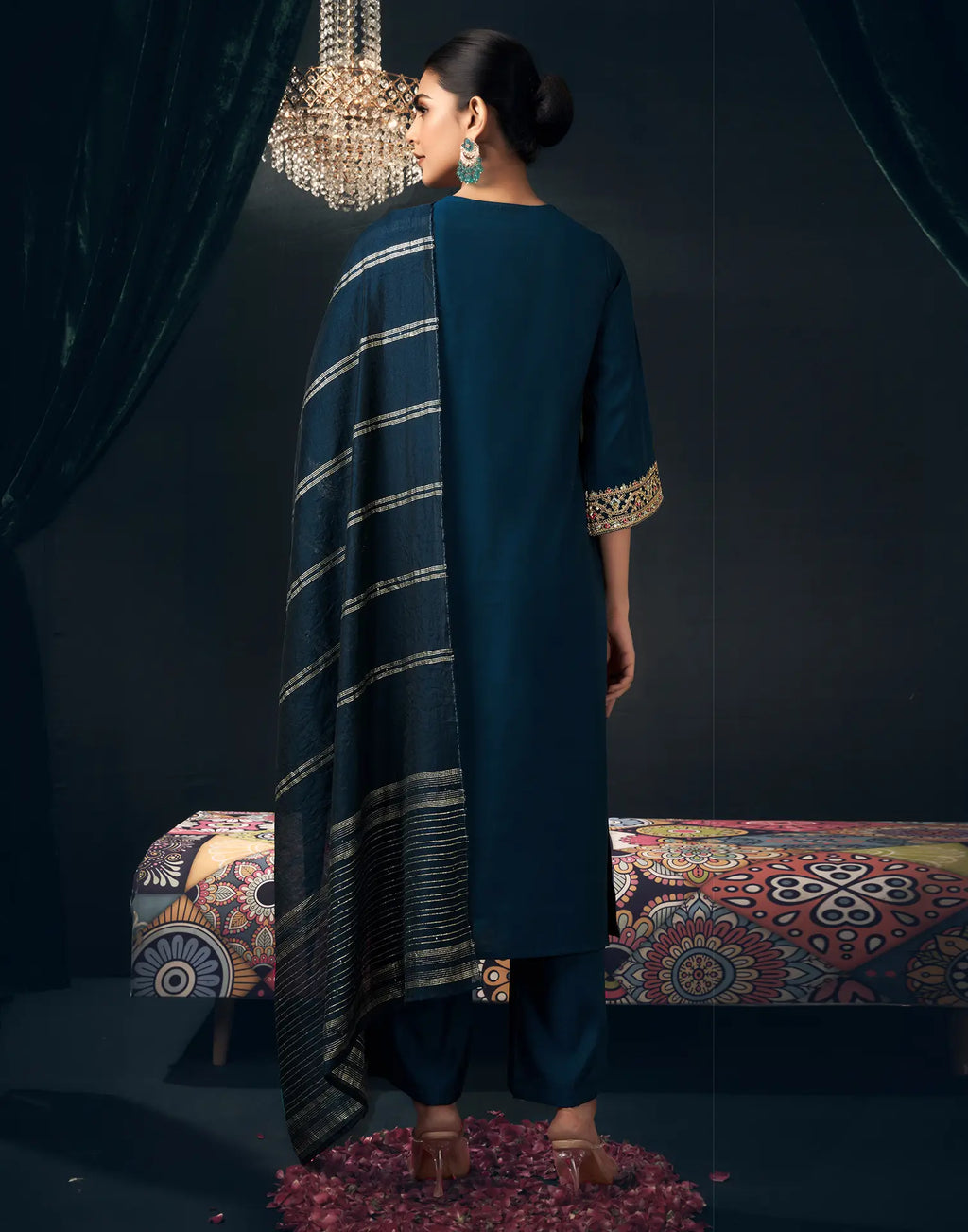 Viscose Embroidered Straight 3 Piece Kurta Set