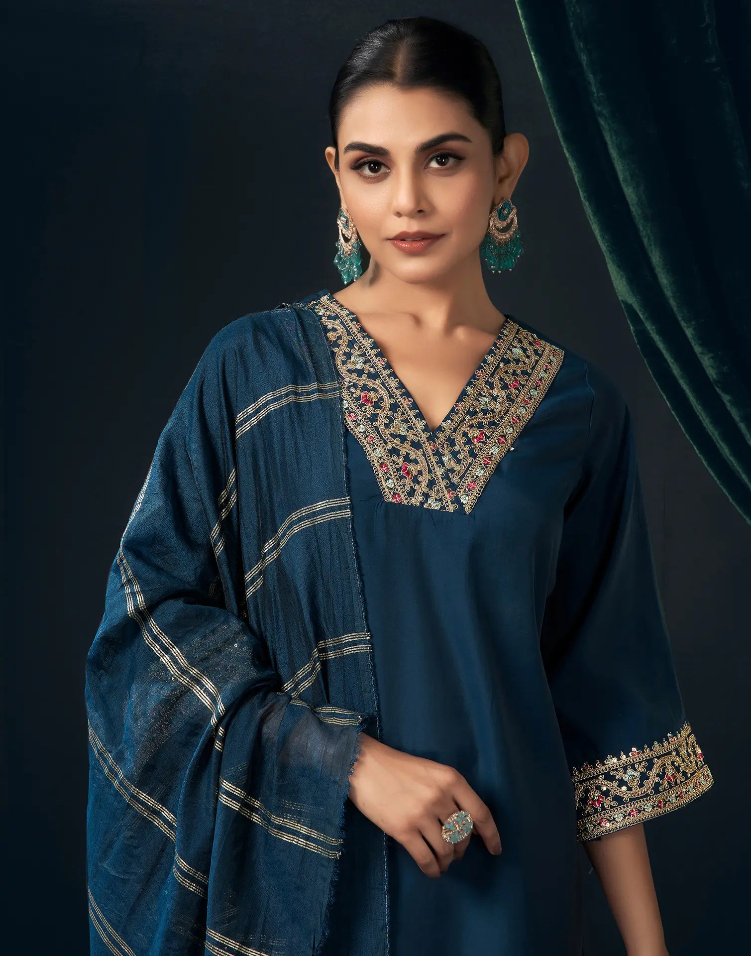 Viscose Embroidered Straight 3 Piece Kurta Set