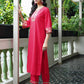 Silk Blend Embroidered Straight Kurta with Pant & Dupatta