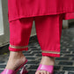 Silk Blend Embroidered Straight Kurta with Pant & Dupatta