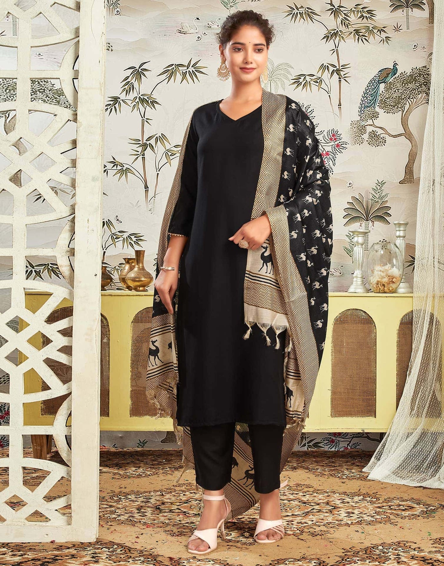 Rayon Blend Solid Straight Kurta with Pant & Dupatta