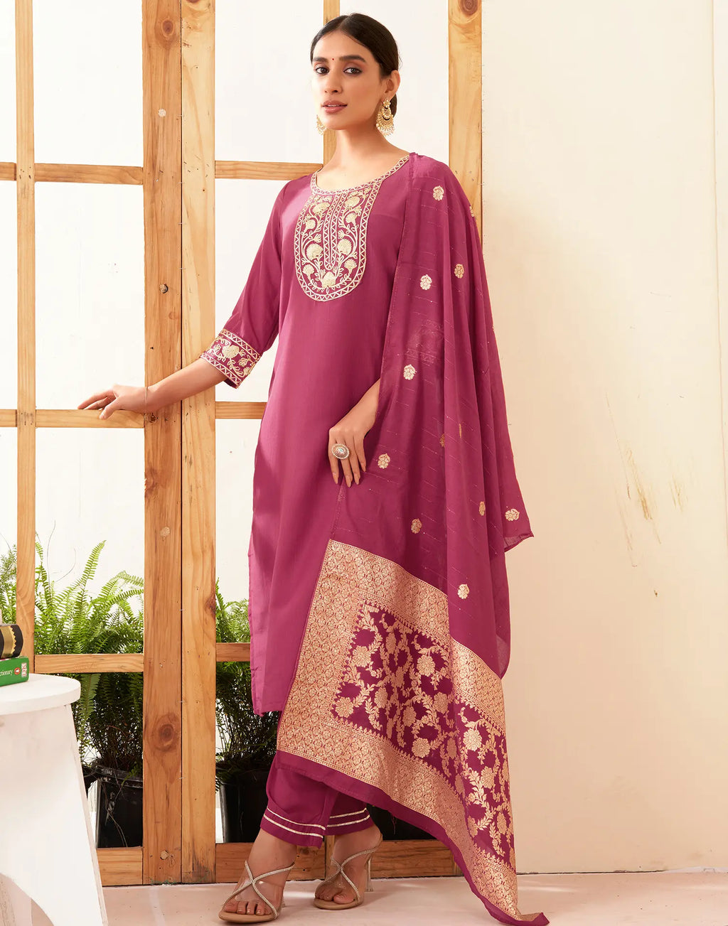 Chinnon Plain Straight 3 Piece Kurta Set