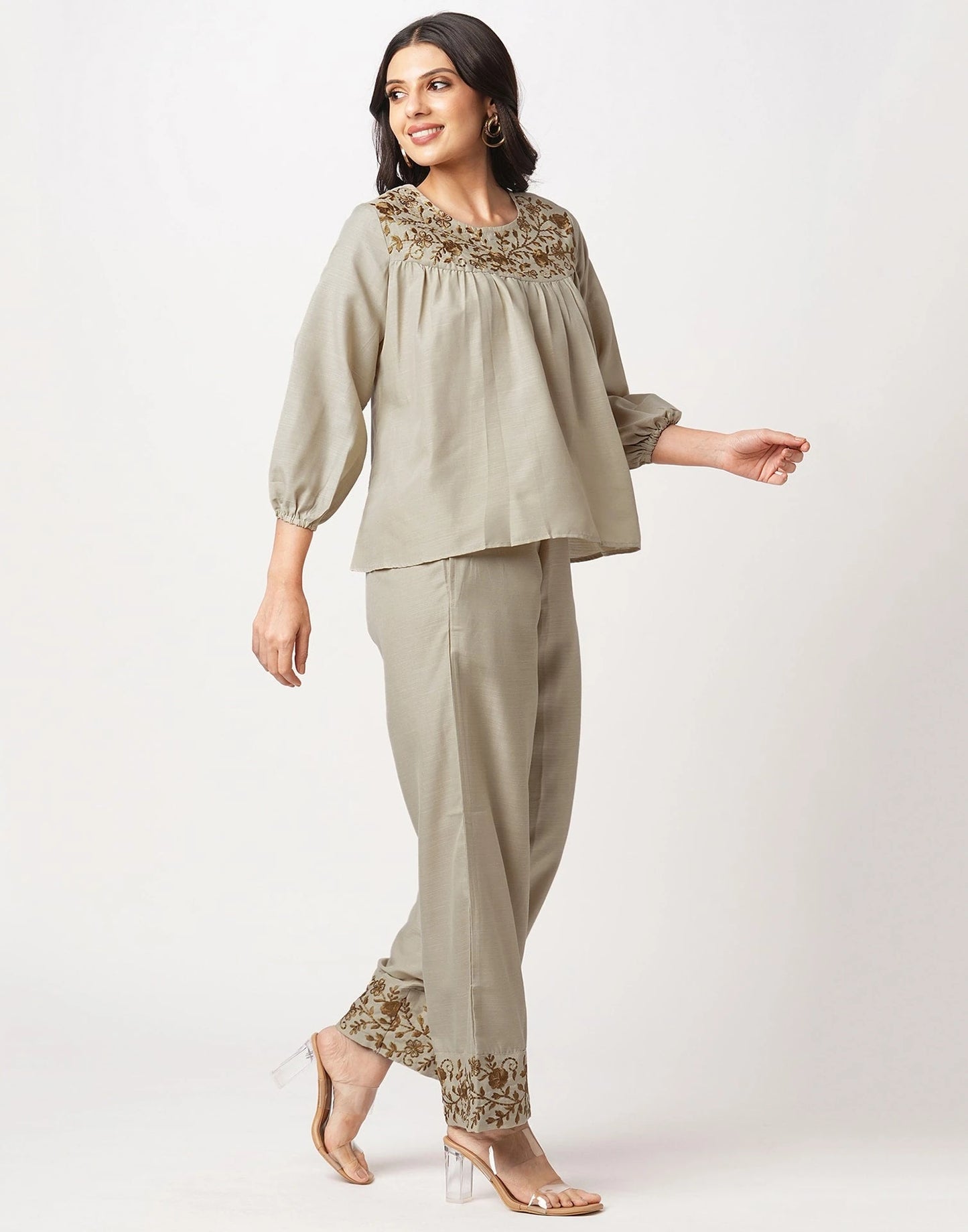 Affordable Beige cotton co-ord set