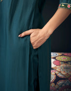 Silk Blend Embroidered Straight 3 Piece Kurta Set