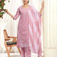 Silk Embroidery Work, Lace Straight Kurta with Pant & Dupatta
