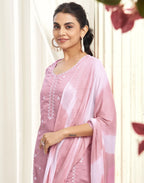 Silk Blend Embroidered Straight 3 Piece Kurta Set