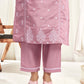 Silk Embroidery Work, Lace Straight Kurta with Pant & Dupatta