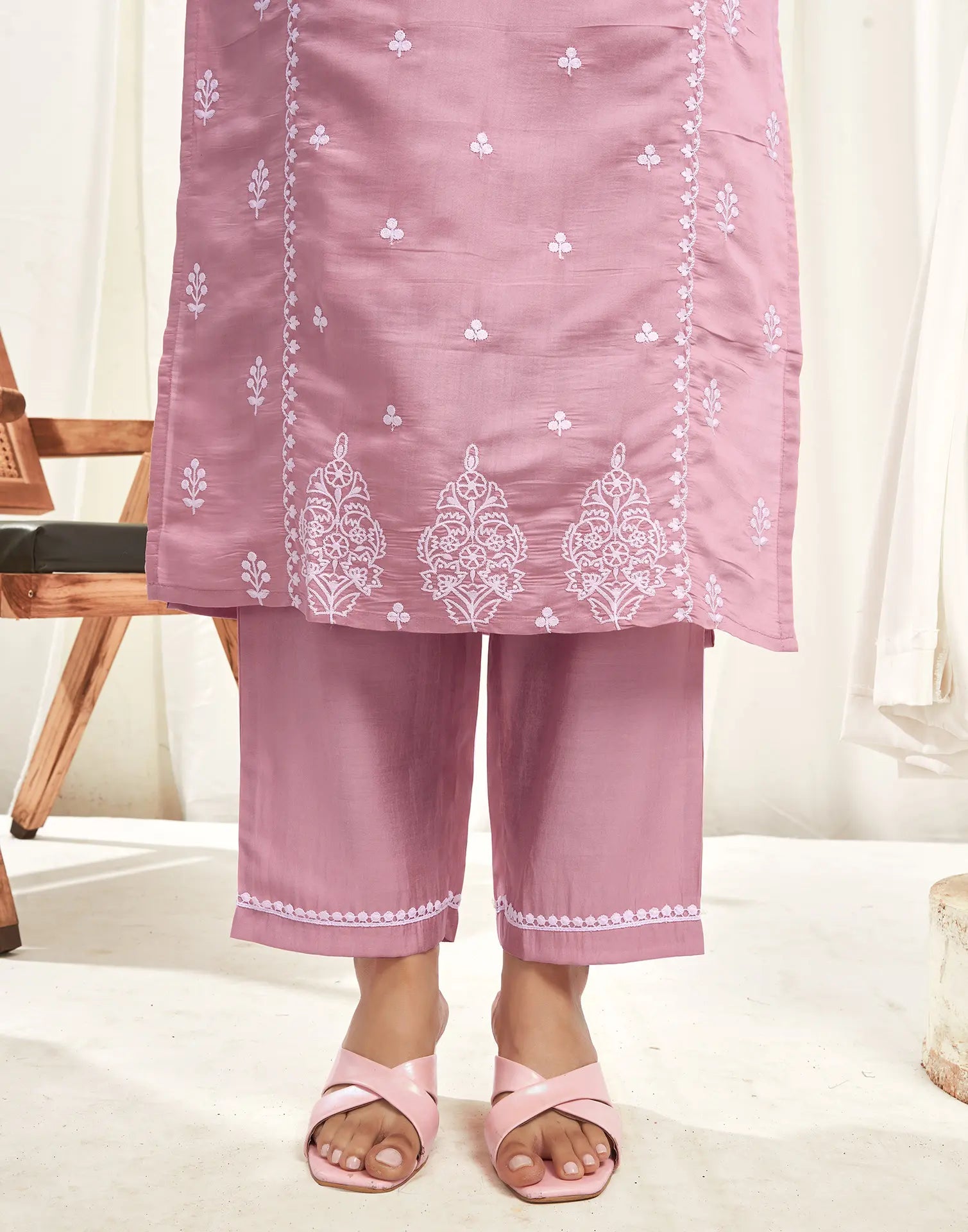 Silk Blend Embroidered Straight 3 Piece Kurta Set