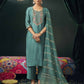 Silk Blend Embroidered Straight Kurta with Pant & Dupatta