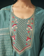 Silk Blend Embroidered Straight 3 Piece Kurta Set