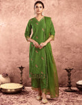 Poly Chinnon Embroidered Straight 3 Piece Kurta Set