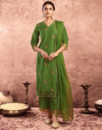 Poly Chinnon Embroidered Straight 3 Piece Kurta Set