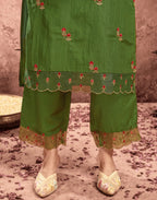 Poly Chinnon Embroidered Straight 3 Piece Kurta Set
