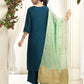 Silk Blend Embroidered Straight Kurta with Pant & Dupatta