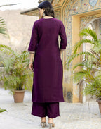 Silk Blend Embroidered Straight 3 Piece Kurta Set