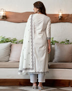 Pure Cotton Woven Embroidered Straight 3 Piece Kurta Set