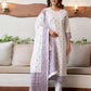 Cotton Solid and Jacquard A-Line Kurta with Pant & Dupatta