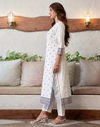 Pure Cotton Woven Embroidered Straight 3 Piece Kurta Set
