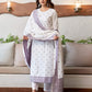 Cotton Solid and Jacquard A-Line Kurta with Pant & Dupatta