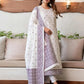 Cotton Solid and Jacquard A-Line Kurta with Pant & Dupatta
