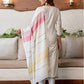 Off White Silk Plain Round Neck 3/4 Sleeve Straight Kurta Set With Pant & Dupatta