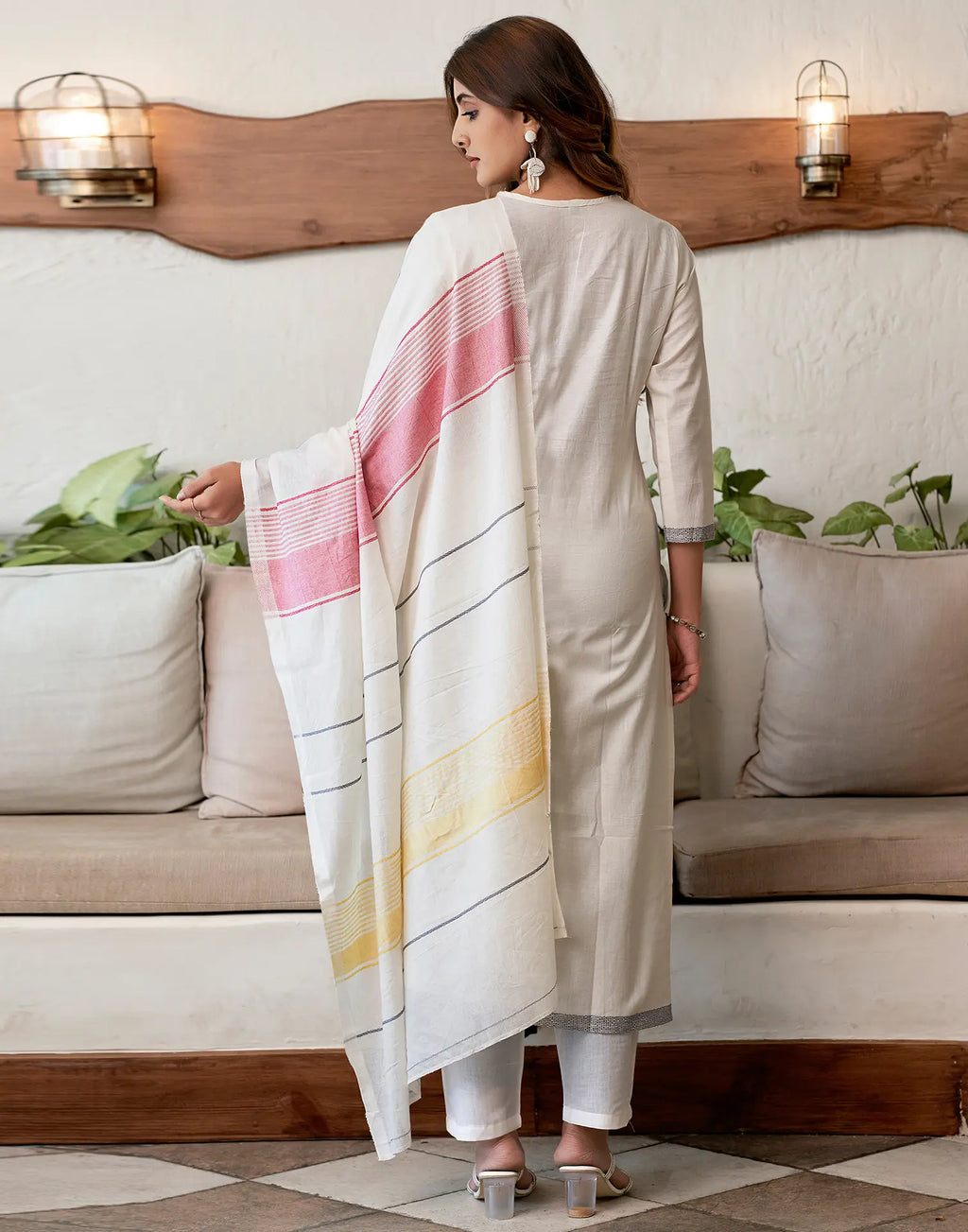 Pure Cotton Woven Plain Straight 3 Piece Kurta Set