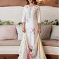 Off White Silk Plain Round Neck 3/4 Sleeve Straight Kurta Set With Pant & Dupatta