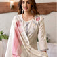 Off White Silk Plain Round Neck 3/4 Sleeve Straight Kurta Set With Pant & Dupatta