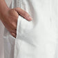 Off White Silk Plain Round Neck 3/4 Sleeve Straight Kurta Set With Pant & Dupatta