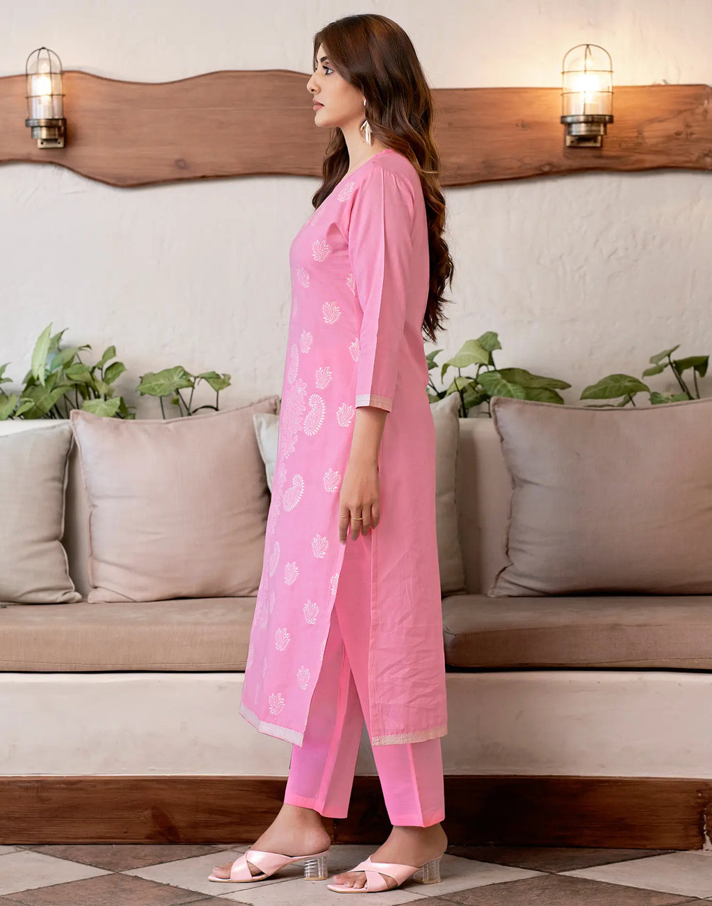 Pure Cotton Woven Plain Straight 3 Piece Kurta Set