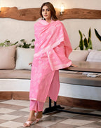 Pure Cotton Woven Plain Straight 3 Piece Kurta Set