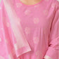 Pink Silk Plain Round Neck 3/4 Sleeve Straight Kurta Set With Pant & Dupatta