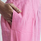 Pink Silk Plain Round Neck 3/4 Sleeve Straight Kurta Set With Pant & Dupatta