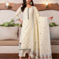 Cotton Solid and Jacquard A-Line Kurta with Pant & Dupatta