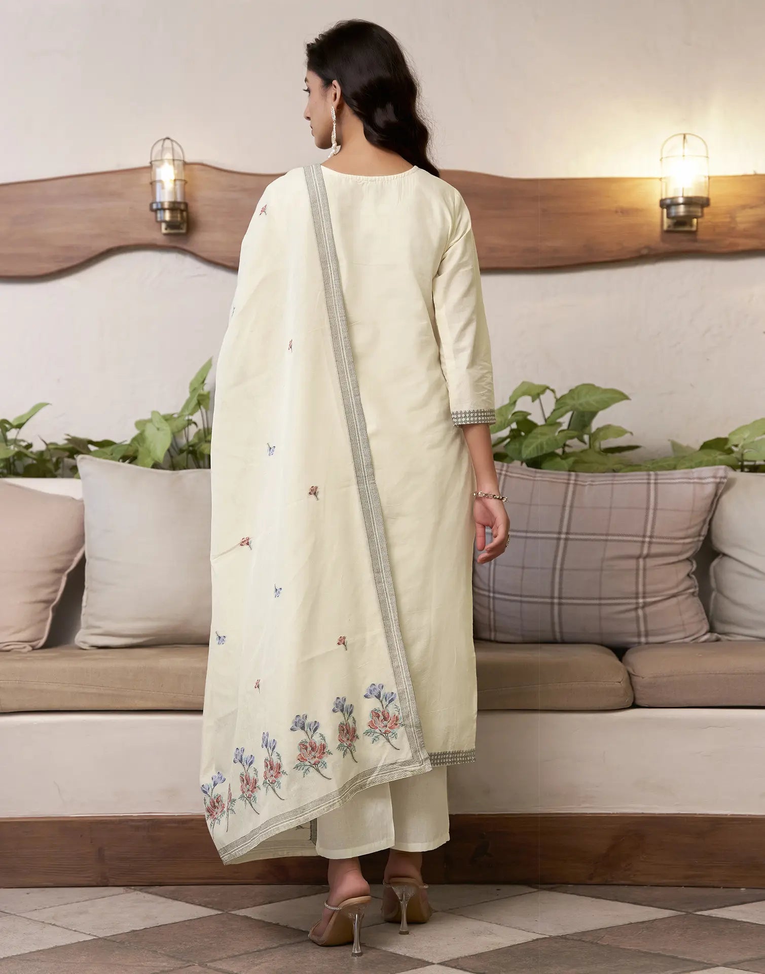 Pure Cotton Woven Embroidered Straight 3 Piece Kurta Set