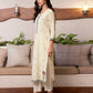 Cotton Solid and Jacquard A-Line Kurta with Pant & Dupatta