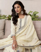 Pure Cotton Woven Embroidered Straight 3 Piece Kurta Set