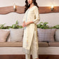 Cotton Solid and Jacquard A-Line Kurta with Pant & Dupatta