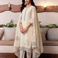 Cotton Solid and Jacquard A-Line Kurta with Pant & Dupatta