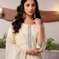 Cotton Solid and Jacquard A-Line Kurta with Pant & Dupatta