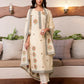 Cotton Solid and Jacquard A-Line Kurta with Pant & Dupatta