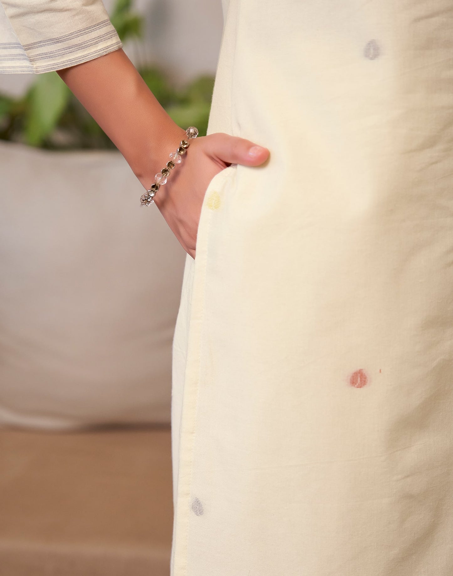 Cotton Solid and Jacquard A-Line Kurta with Pant & Dupatta
