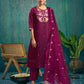 Silk Blend Embroidered Straight Kurta with Pant & Dupatta