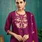 Silk Blend Embroidered Straight Kurta with Pant & Dupatta