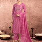 Silk Blend Embroidered Straight Kurta with Pant & Dupatta