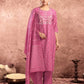 Silk Blend Embroidered Straight Kurta with Pant & Dupatta