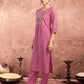 Silk Blend Embroidered Straight Kurta with Pant & Dupatta